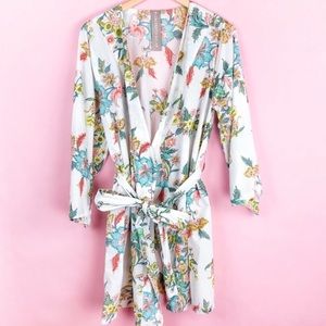 Pretty Floral Kimono Robe 100% Cotton Size Large